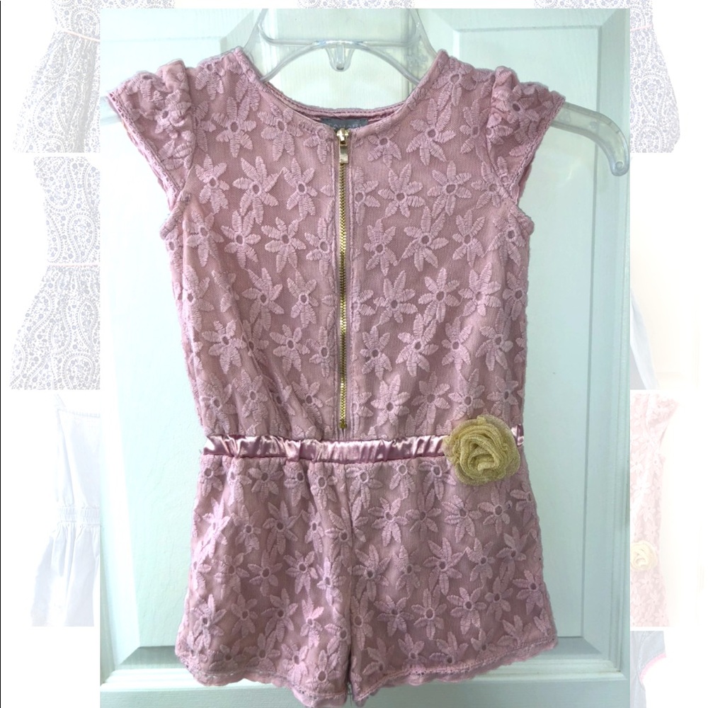 Tahari Romper One Piece Gold & Pink 3T